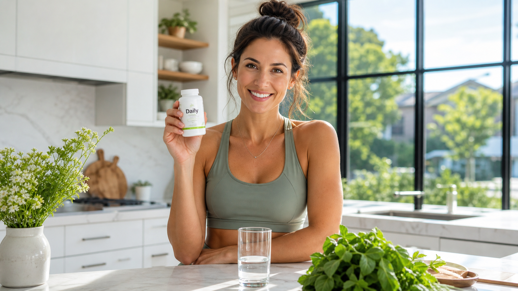 best weight loss supplements 2026 woman holding supplement bottle in modern kitchen
