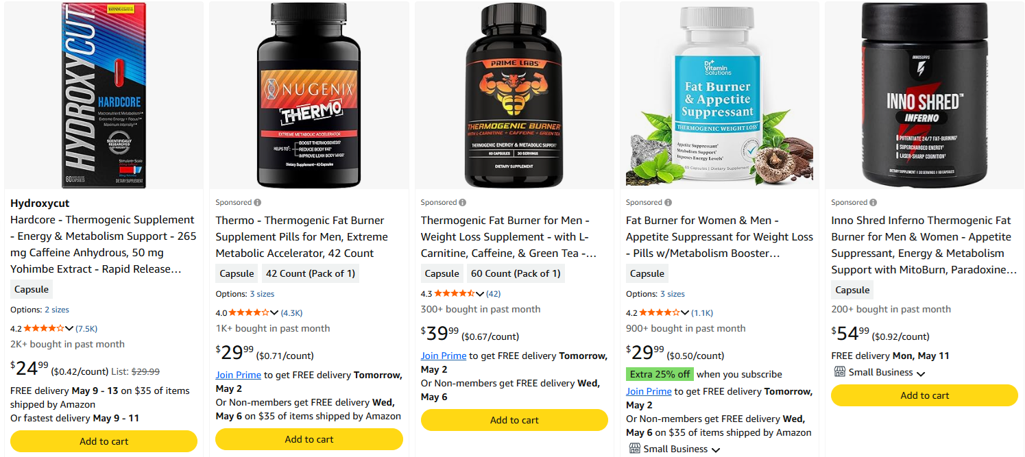 Hardcore - Thermogenic Supplement - Energy & Metabolism Support - 265 mg Caffeine Anhydrous, 50 mg Yohimbe Extract